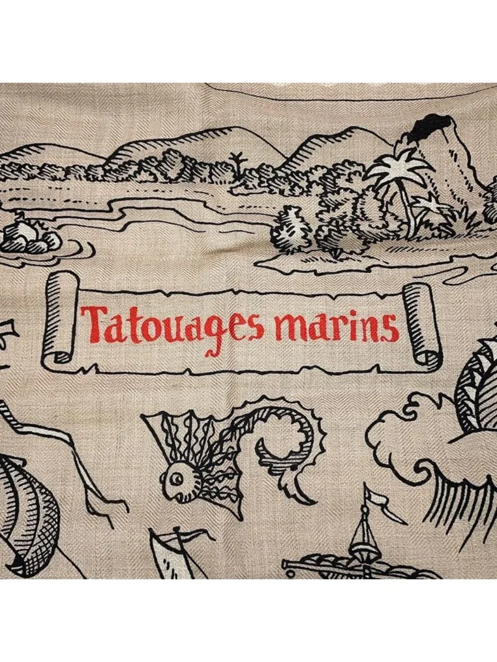 Hermes Shawl Carre 140 Geant Sailor Tattoo Bandana Tatouages Marins Cashmere